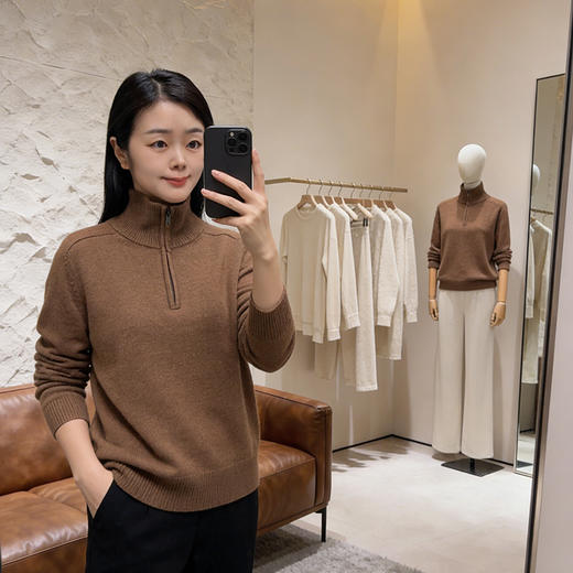 100%Baby小山羊绒~半高领羊绒衫女半拉链毛衣BABY250478 商品图1