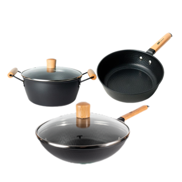 神田铁冠系列锅具三件套（炒锅/煎锅/汤锅）-S