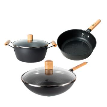 神田铁冠系列锅具三件套（炒锅/煎锅/汤锅）-S 商品图0