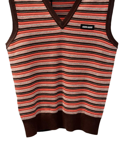 女款V领条纹针织马甲背心ho017 商品图2