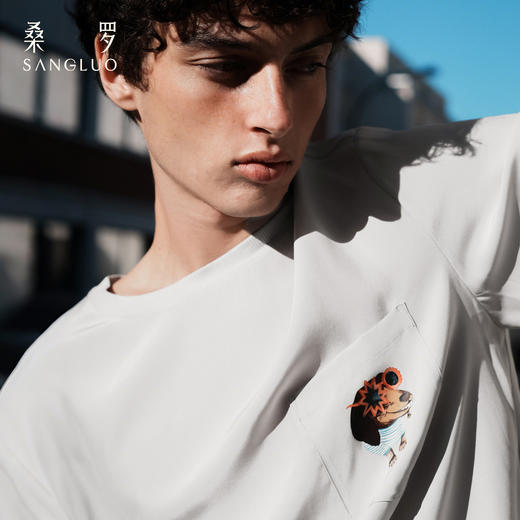 查理小狗』桑罗休闲睡衣套装桑蚕丝男士短袖家居服可外穿 商品图1