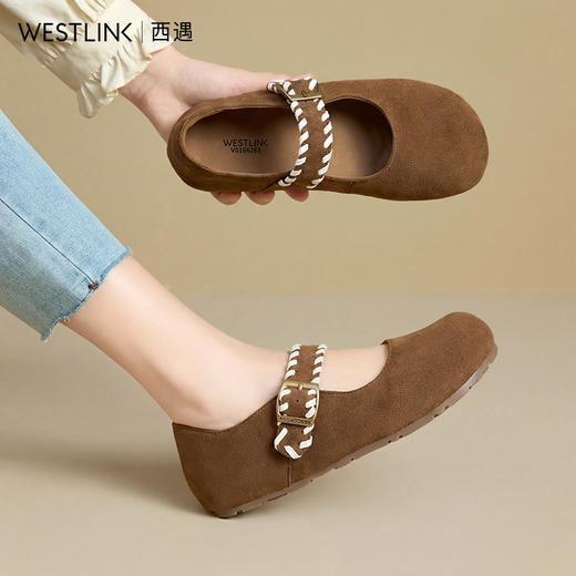 【限时秒杀】西遇内增高勃肯鞋女2026春季新款厚底玛丽珍鞋复古百搭全包单鞋V0166261 商品图1