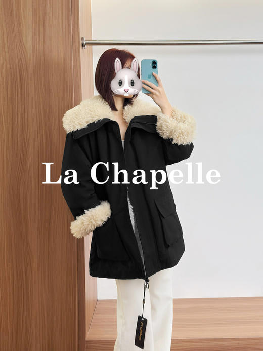 专柜实拍【赵露思同款】拉夏贝尔/La Chapelle轻奢派克服~大翻领+内里羊羔毛工装保暖外套 商品图3