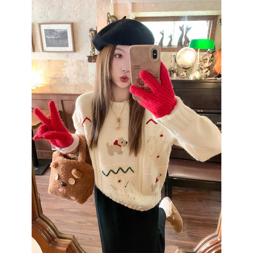 <曾小咸推荐>现货秒杀 ！微信超特价！韩系小狗刺绣毛衣 日常229.99 立减130 秒杀99.99！！ 商品图4