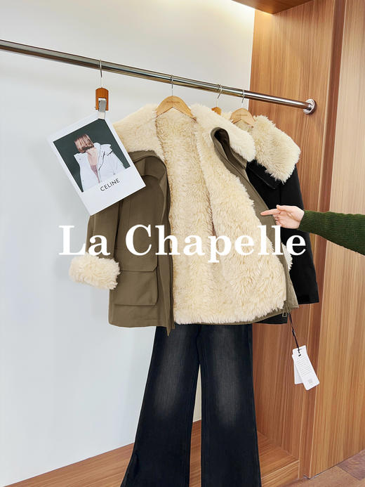 专柜实拍【赵露思同款】拉夏贝尔/La Chapelle轻奢派克服~大翻领+内里羊羔毛工装保暖外套 商品图7