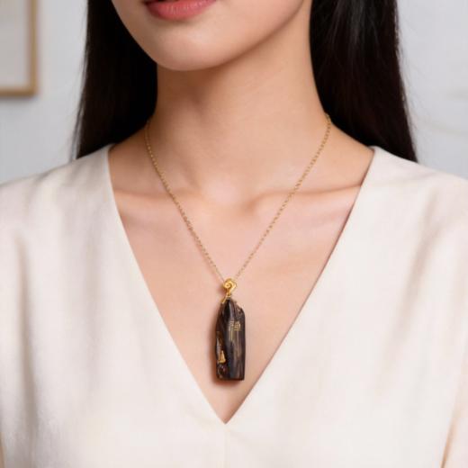 禅·悟丨天然芽庄沉香包金吊坠 沉水级 SP10088 商品图1