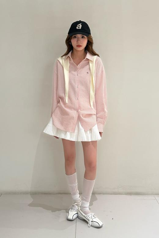 LNNNS 甜美减龄条纹披肩休闲衬衫 22224 商品图1