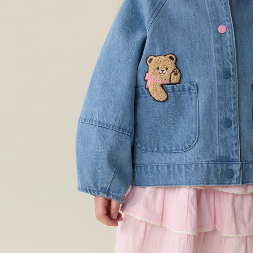 马克珍妮小熊乐园女童纯棉牛仔外套2026年春装新款560138 商品图4