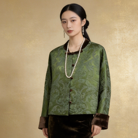 Famecoco范可儿秋冬款新中式短款上衣外套FAD6AB213