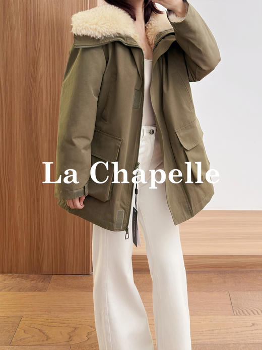 专柜实拍【赵露思同款】拉夏贝尔/La Chapelle轻奢派克服~大翻领+内里羊羔毛工装保暖外套 商品图1