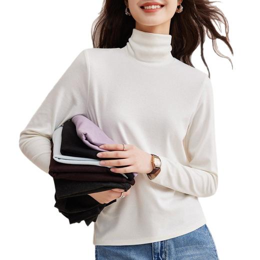 「自j」全新升级【铂金会员119/天猫159/差价40】(95819)洛诗琳气质天丝羊毛打底衫2026春季新款百搭显瘦堆堆领上衣 商品图4