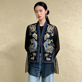 Famecoco范可儿秋款新中式马夹FAD6CA221