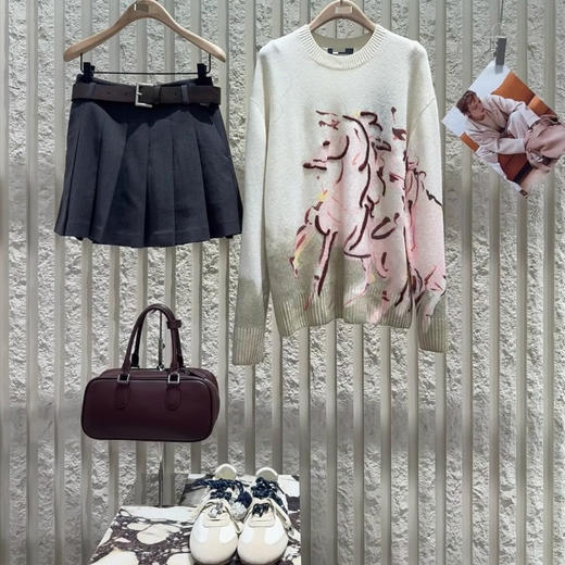 MO*同款26春生肖马年多彩织纹提花毛衣012 商品图3