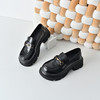 经典鲨2026年春专柜新品百搭黑色一脚蹬中粗跟通勤乐福鞋女KW323-617021 商品缩略图2