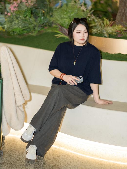 一周发货【垂顺感阔腿裤】【可备注裁剪】毛呢立体，垂顺度很好！深灰色&咖色，后腰松紧，材质40%绵羊毛，60%聚酯纤维，内层有内衬 商品图11