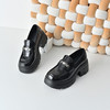 经典鲨2026年春专柜新品黑色圆头一脚蹬中粗跟轻便乐福鞋女KW323-617011 商品缩略图4