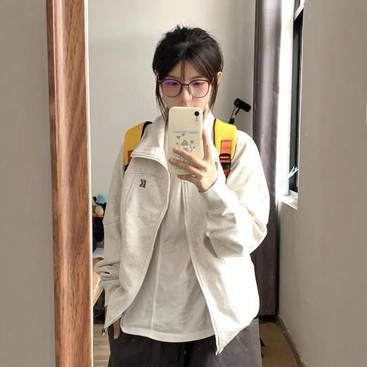 立领开衫卫衣外套女2026新款春秋季美式慵懒chic休闲夹克拉链上衣 商品图3