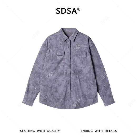 23309SDSA男士春夏新款痞帅男装潮牌扎染肌理感长袖衬衫百搭宽松衬衣 商品图1