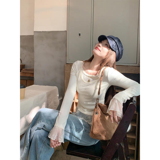 <曾小咸推荐>现货秒杀 ！微信超特价！韩系假两件蕾丝拼接长袖 日常129.99 立减60 秒杀69.99！！ 商品图1