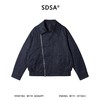 SDSA男士春夏新款痞帅男装时尚纯色褶皱斜拉链翻领夹克外套百搭 商品缩略图1