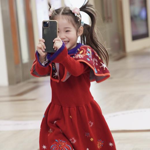 春节不打烊-新春拜年服-童装女童旗袍裙冬季新款儿童新中式云肩针织喜乐盛世旗袍裙NY677040年衣
 商品图1