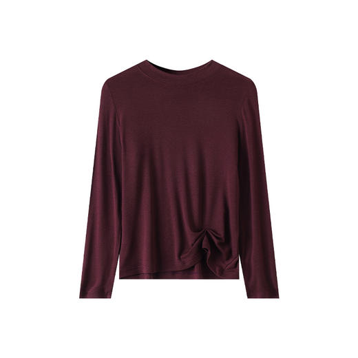 百媚生 莱赛尔天丝羊毛半高领羊毛长袖t恤女上衣T2602 商品图3