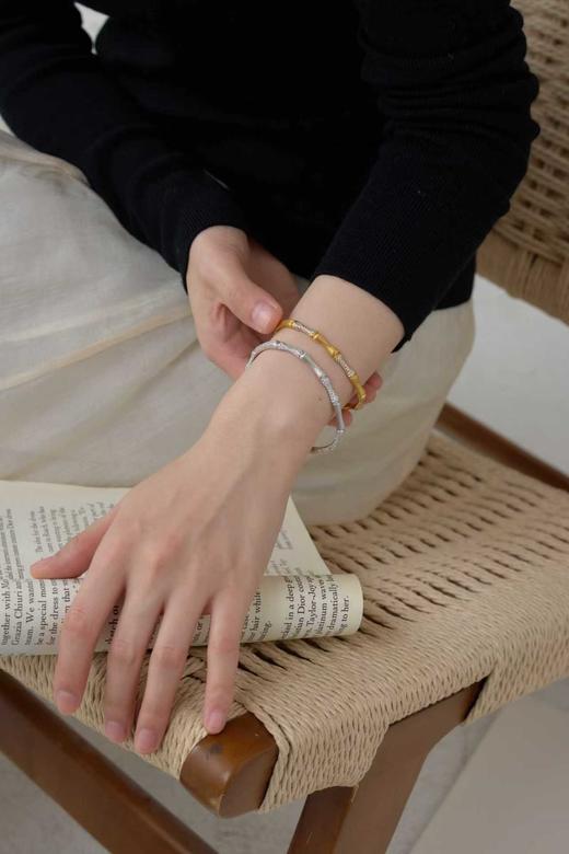 新年好运好彩头 竹节节节高手镯 贵妃镯镯型  银镀金首饰   节节高升/好运乘风（非质量问题 不退不换） 商品图6