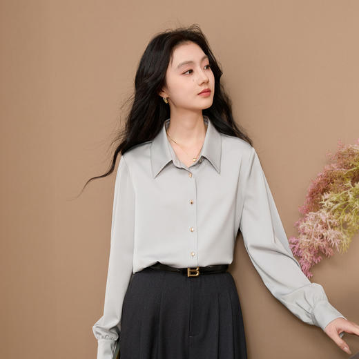 【六好流光衫】三彩2026春季新款衬衫翻领宽松衬衣简约通勤叠穿Z 商品图3
