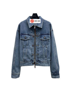 女款拉链牛仔外套la008