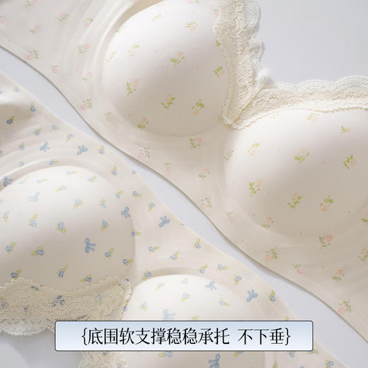 春节不打烊【V领柔软蕾丝设计❗️甜美格子少女心】舒芙蕾少女风碎花内衣少女小胸聚拢提拉舒适无痕显圆文胸薄款。jc 商品图3