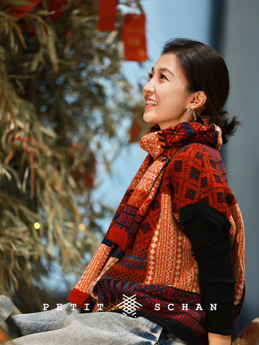 Petit Schan小闪 CLO#1032 Family photo 全家福 绵羊毛拼色新年款百家马甲 商品图1