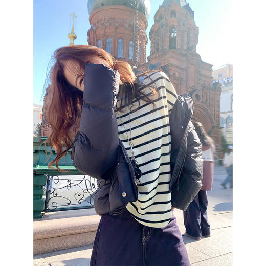 <曾小咸推荐>现货秒杀 ！微信超特价！韩系条纹长袖 日常129.99 立减60 秒杀69.99！！黑色羽绒服 秒杀369.99！！ 商品图2