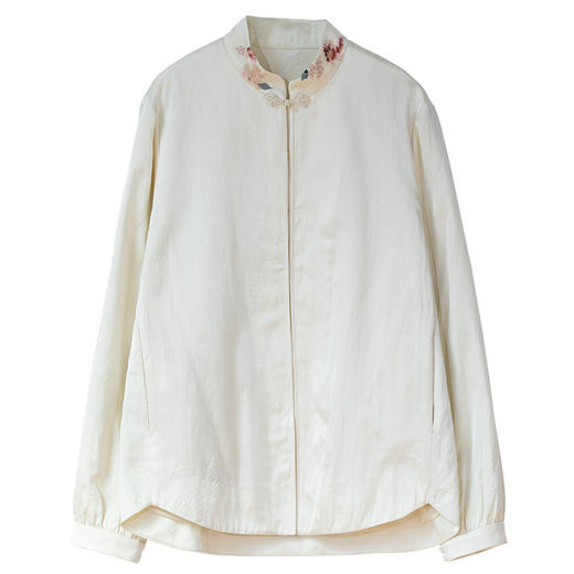 牧衣游原创 19姆米丝棉手工刺绣衬衫新款立领新中式上衣 明月歌 商品图4