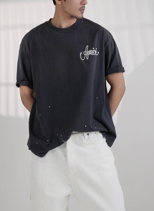 男款洗水刺绣泼墨短袖T恤hu 商品图3