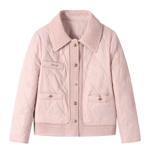 「自」全新升级【铂金会员312/天猫419/差价107】(03133)洛诗琳气质翻领绣花小香风外套2025冬季新款显瘦夹棉保暖短外套 商品图4