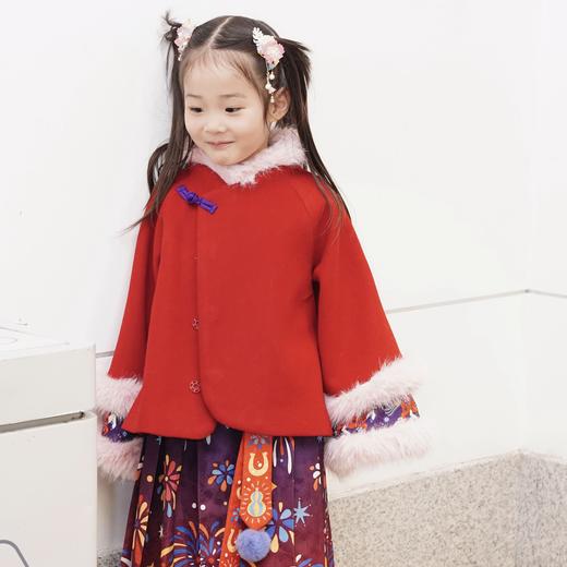 春节不打烊-新春拜年服-童装女童冬季新款中式公主马面裙加绒盛世跃马汉服套装(云肩可拆卸)NY093910年衣 商品图1