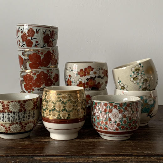 日本中古九谷烧茶杯 手绘X1495 商品图0