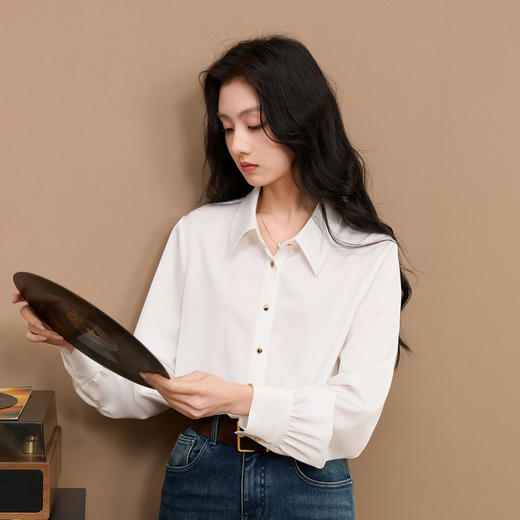 【六好流光衫】三彩2026春季新款衬衫翻领宽松衬衣简约通勤叠穿Z 商品图1