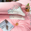轻奢刺绣四件套【悠梦嘉居轻奢刺绣四件套双拼角交叉刺绣高档工艺100%高支高密全棉轻奢享受高档礼盒装，安娜-绿/粉/蓝】 商品缩略图2