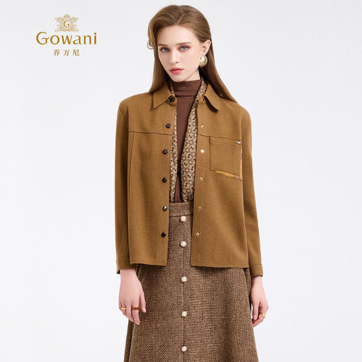 【100%绵羊毛】乔万尼干练气质单排扣拼接口袋毛呢大衣外套ED4B736 商品图1