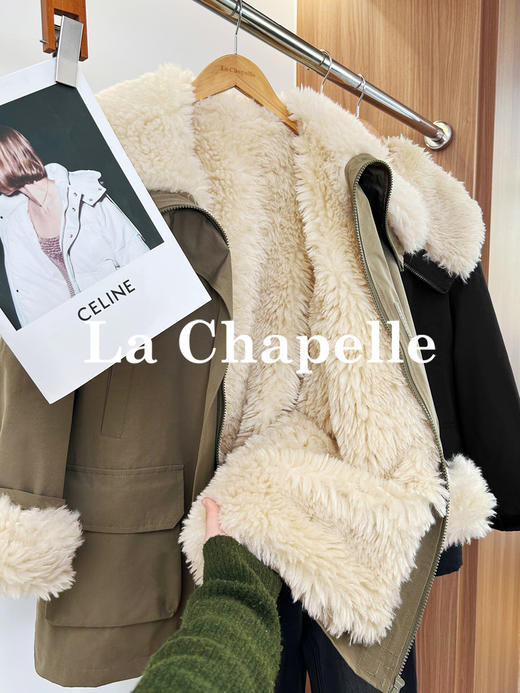 专柜实拍【赵露思同款】拉夏贝尔/La Chapelle轻奢派克服~大翻领+内里羊羔毛工装保暖外套 商品图9