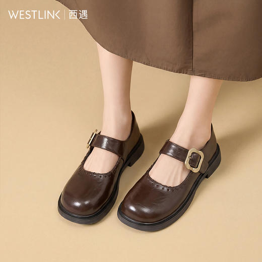 西遇玛丽珍鞋女2026春季新款复古学院JK小皮鞋方头浅口软底单鞋子V0166234 商品图1