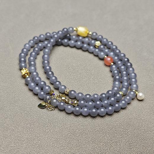 和田玉青海料烟紫冰底6mm精美108念珠 126-22 商品图3