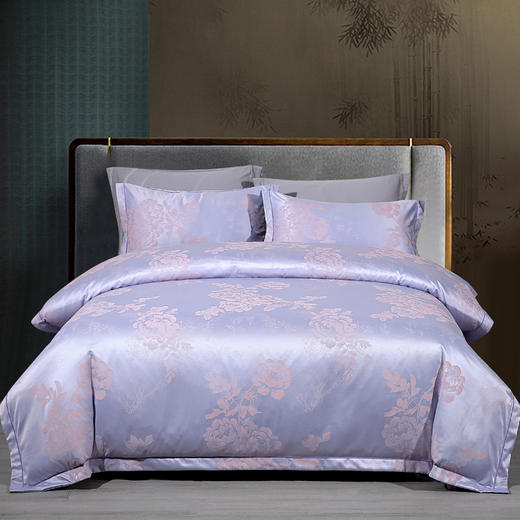 丝韵提加绣四件套【悠梦嘉居奢华提加绣四件套，优质丝+棉组合，配以优质古典工艺，贴肤部分为优质全棉，可折叠裙边设计，尽显奢华1.5/1.8床通用，米金/绸兰】 商品图0