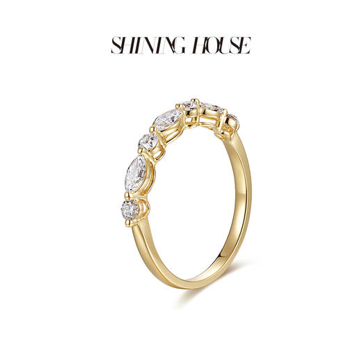 ShiningHouse[培育] 18k金钻石戒指 圆钻形橄榄形人工真钻人造钻石K金戒指排钻戒指时尚钻石戒指悦己送礼臻选【此商品不支持7天无理由退货退款】预计3日发货 商品图2