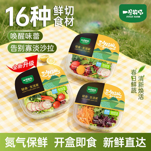 一号农场春日焕新开盒即食每日系列沙拉碗混合蔬菜轻食代餐含酱叉 商品图0