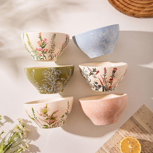 摩登主妇陶瓷花卉米饭碗套装礼盒送礼高温瓷 商品图1