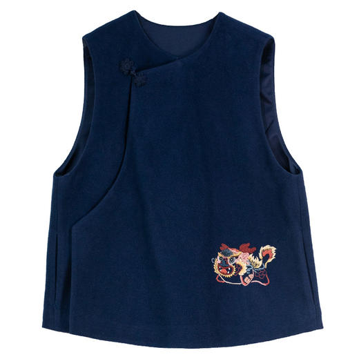 牧衣游原创 手工刺绣棉质马夹新款复古东方禅意百搭中式开衫 赤壁 商品图4