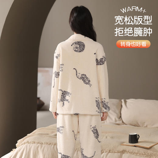 【M-2XL】【猫人】女士冬款半边绒家居服套装 商品图4