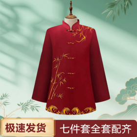 高档刺绣新式唐装"雅竹颂福"女寿衣